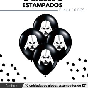 Globo De Latex Estampado De Darth Vader (Star Wars) x 10u
