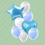 Set de Globos 8 pcs. Celeste y blanco