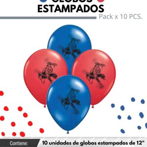 Globo De Latex Estampado Spiderman (Hombre Araña) x10u