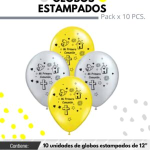 Globo de latex estampado comunion x 10