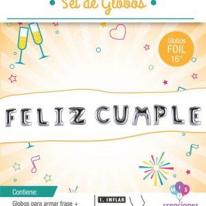 Set de globos frase Feliz Cumple