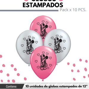 Globo De Latex Estampado De Minnie x 10u