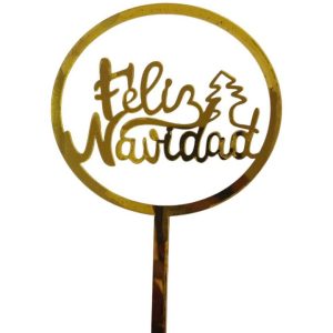 Adorno Torta "Feliz Navidad" Dorado x1