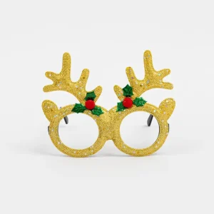 Anteojo Navideño Reno Dorado x1