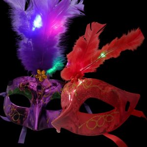 Antifaz Veneciano Plumas Luminoso Varios Colores x1