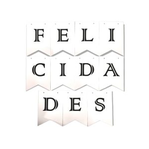 Banderín FELICIDADES blanco
