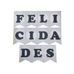 Banderín FELICIDADES gris