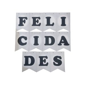 Banderín FELICIDADES gris