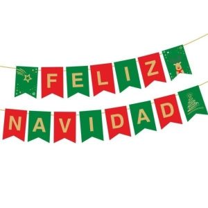 Banderin FELIZ NAVIDAD letras doradas