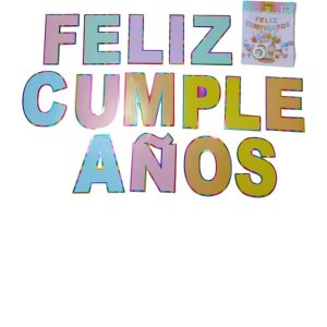 Banderin Feliz Cumpleaños C/Letras Pastel y Borde Holografico x1