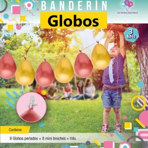 Banderín de globos Rosa Gold y dorado