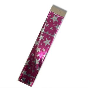 Bolsa Carioca Metalizada Fucsia Con Estrellas Plata x10