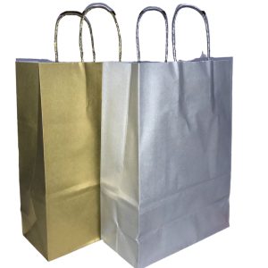 Bolsa De Regalo Con Manija Dorada/Plateada(22 x 30 cm) x 1