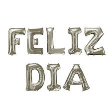 Set De Letras "Feliz Día" Plateadas 16" x1
