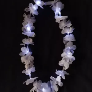 Collar Hawaiano de Flores Luminoso Blanco x1