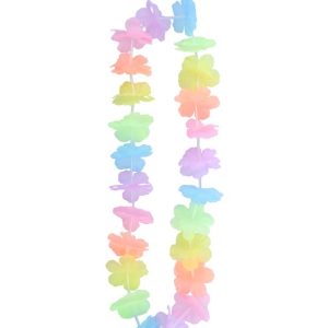 Collar Hawaiano De Flores Multicolor Pastel x12