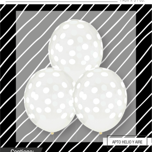 Globo cristal  con confeti blanco opaco x 3