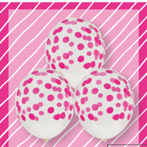 Globo cristal con confeti Fucsia opaco x 3
