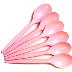 Cucharitas De Plastico Rosa Pastel x50
