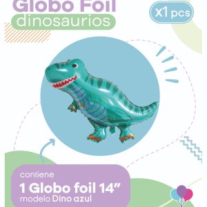 Globo Dino Azul 14" Blister x1