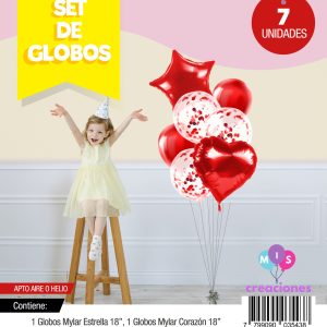 Bouquet de globos FOIL + confeti Rojo