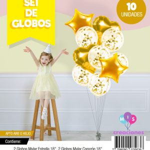 Bouquet de globos FOIL + confeti Oro