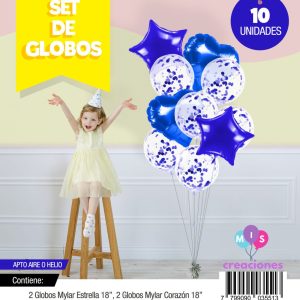 Bouquet de globos FOIL + confeti Azul