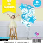 Bouquet de globos FOIL + confeti Celeste