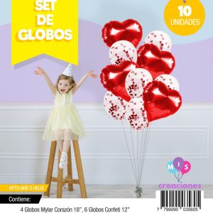 Bouquet de globos FOIL + confeti corazón