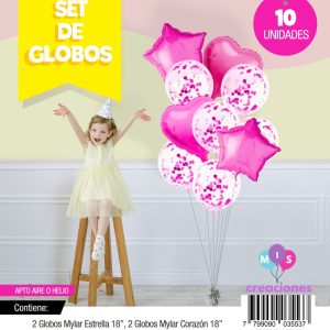 Bouquet de globos FOIL + confeti Fucsia