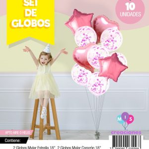 Bouquet de globos FOIL + confeti Rosa