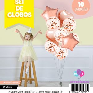 Bouquet de globos FOIL + confeti Rosa gold