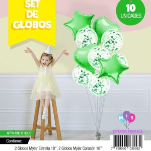 Bouquet de globos FOIL + confeti Verde