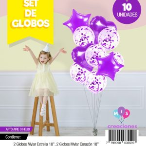 Bouquet de globos FOIL + confeti Violeta