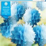 Pom pom decorativo celeste y blanco x1