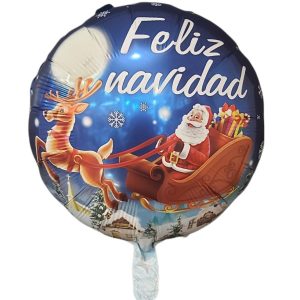 Globo Feliz Navidad Papá Noel y Reno 18"