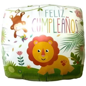 Globo de Feliz Cumpleaños Animalitos de la Selva 18" x1