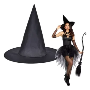 Gorro de Bruja Negro Liso x1