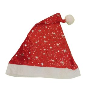 Gorro Papá Noel estampado oro / plata