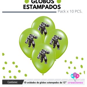 Globo De Latex Estampado Hulk x 10