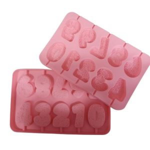 Molde Chupetín Números de Flores Silicona x1