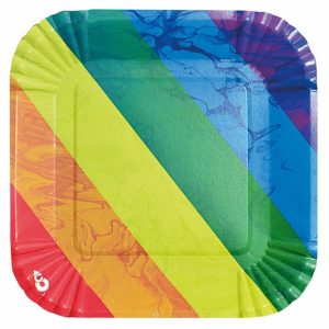 Plato Polipapel Cudrado Multicolor Rainbow x8