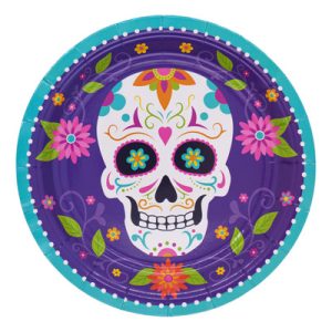 Platos Poli Papel calavera mexicana x 6