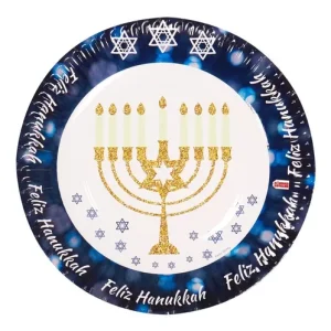 Plato Polipapel Feliz Hanukkah x6