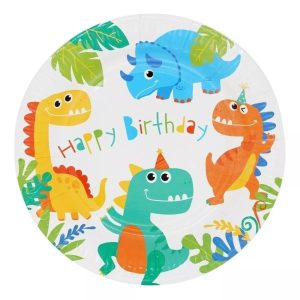 Plato Happy Birthday (Feliz Cumpleaños) de Dinosaurios x6