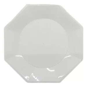 Platos Plasticos Octagonal Blanco chico x10