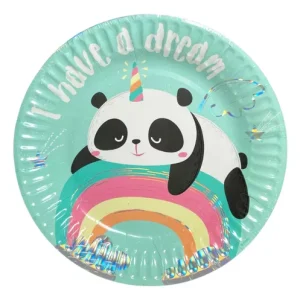 Plato de Panda y Arcoíris x6