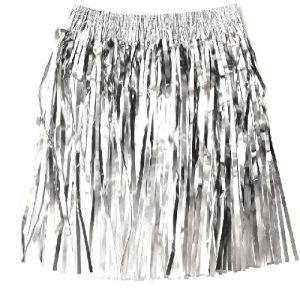 Pollera Metalizada Plateada x1