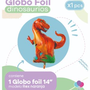 Globo Dino Rex Naranja 14" Blister x1