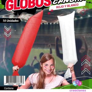 Globos Cancha x10 unidades BLANCO Y ROJO